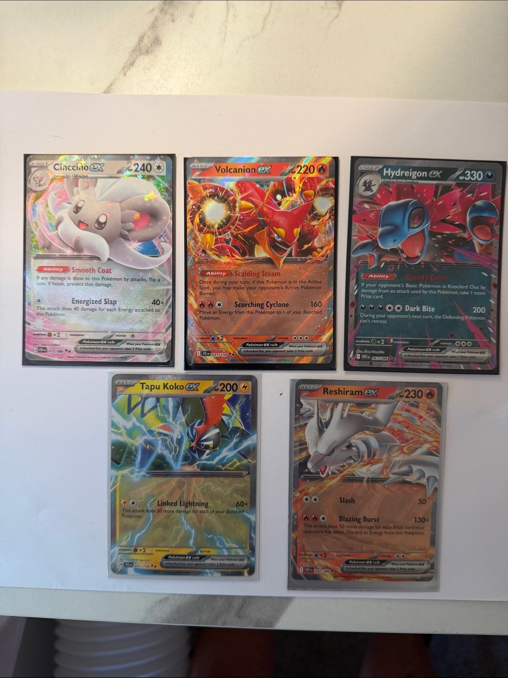 Pokemon Rare EX cards - cinccino ex, volcanion ex, reshiram ex and more